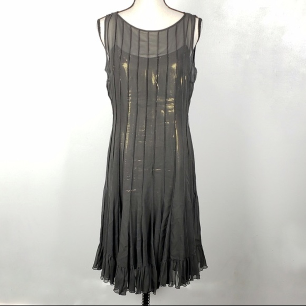 EUC Rickie Freeman for Teri Jon Pewter dress - Picture 2 of 16